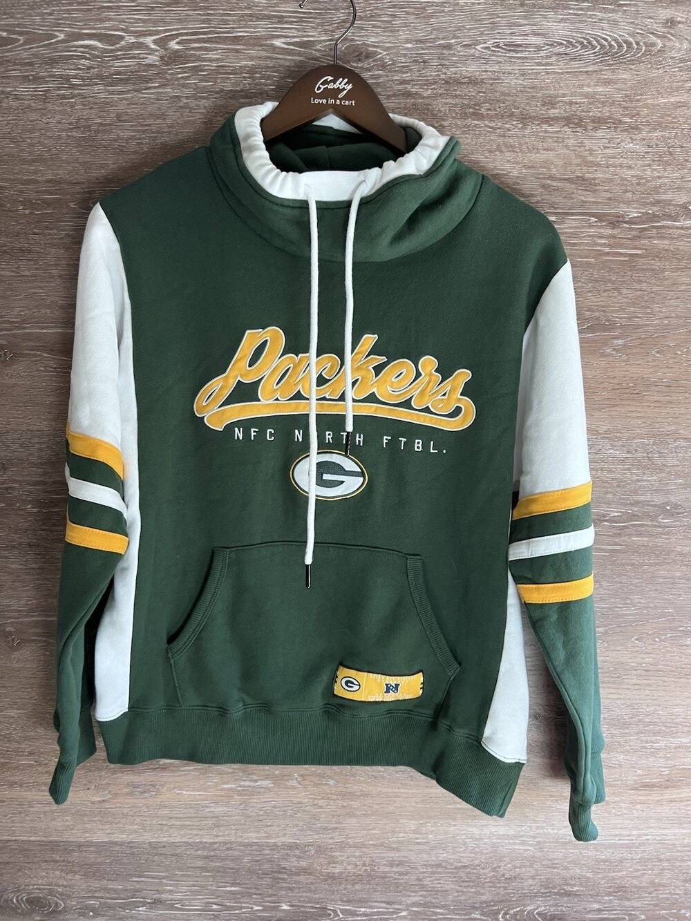 Green Bay Packers NFL Hoodie Sweatshirt Pullover Size Medium Colorblock Look